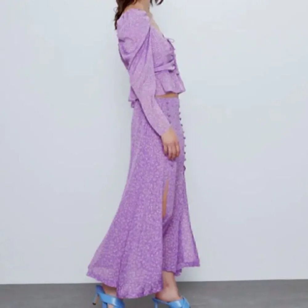 ZARA 2-PIECE FLORAL TIED PRINT BLOUSE & SKIRT SET - Picture 9 of 12